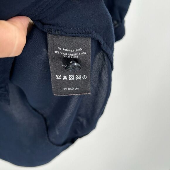 ANTHROPOLOGIE Vanessa Virginia Navy Blue Button Up Lightweight Blouse Size 2 - Picture 8 of 8